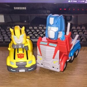 Large Transformers Pull-Back Racers - Optimus Prime & Bumblebee Set Of 2